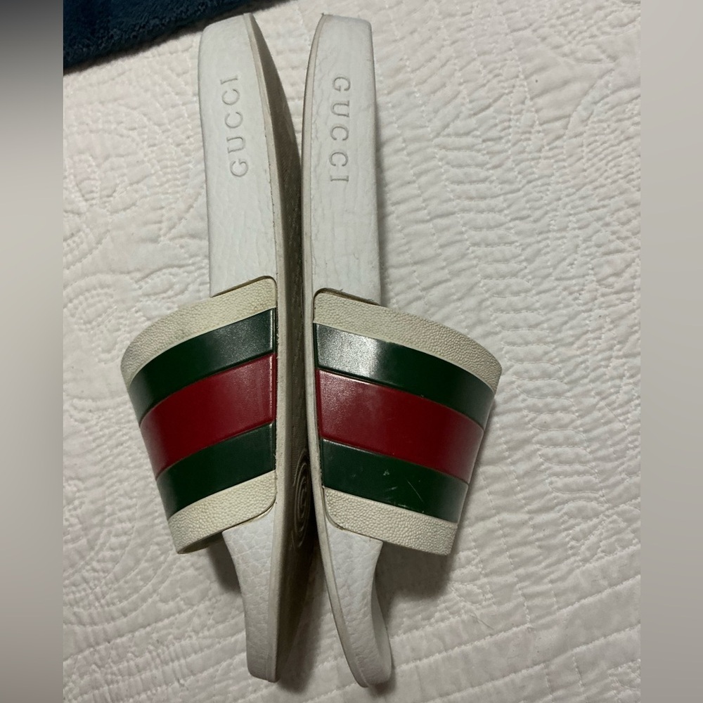 Gucci men’s web rubber slide sandal size 9 - Picture 11 of 15